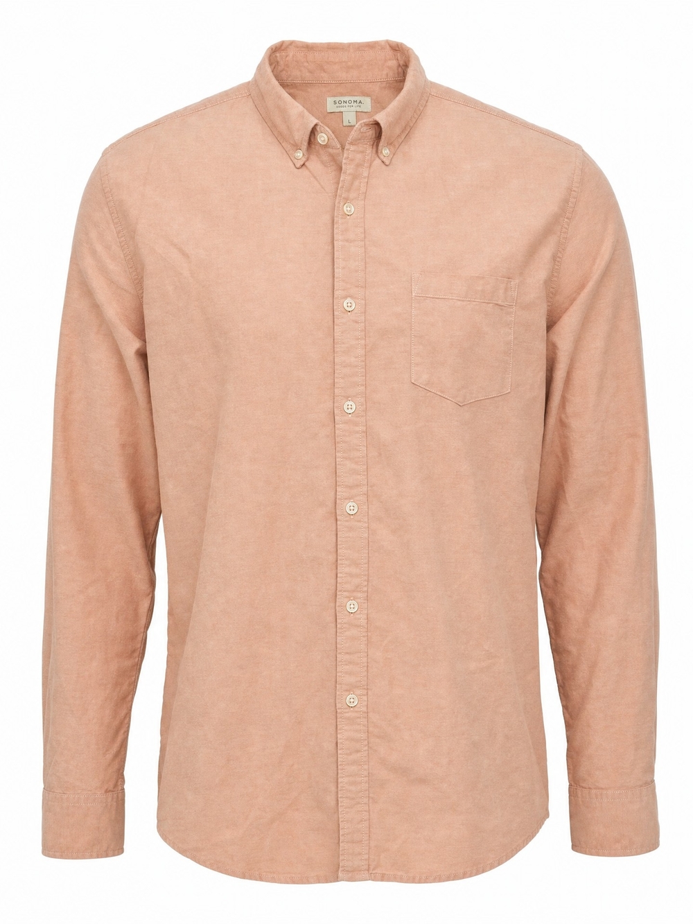 Sonoma‎ XL Men's Peach Coral Long Sleeve Button-Down Collar Shirt with Pocket